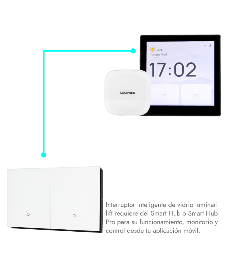 Interruptor inteligente vidrio 2 botones