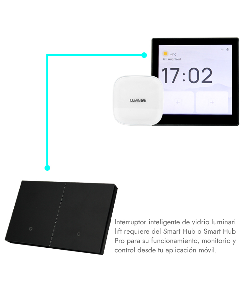 Interruptor inteligente vidrio 2 botones